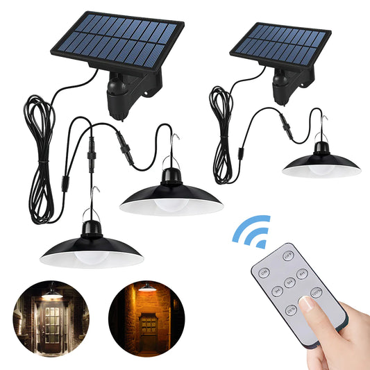 Split Solar Pendant Lamp Outdoor Indoor IP65 Waterproof LED Light with Remote Control Camping Garden Courtyard Linear Lighting