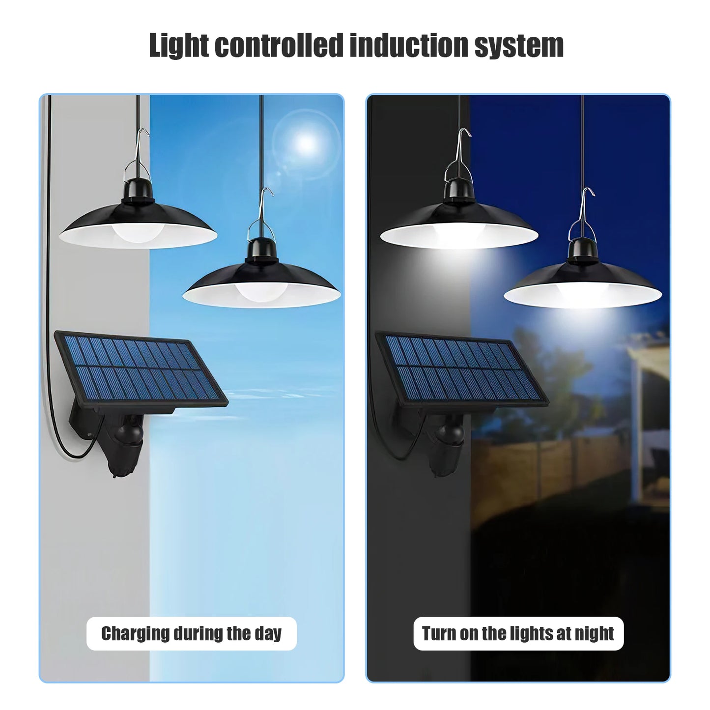 Split Solar Pendant Lamp Outdoor Indoor IP65 Waterproof LED Light with Remote Control Camping Garden Courtyard Linear Lighting