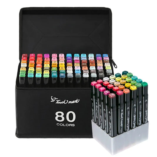 40-60 Colors Art Marker Alcohol Felt Pen Manga Sketching Markers Dual Brush Art School Supplies Drawing Set School Supplies